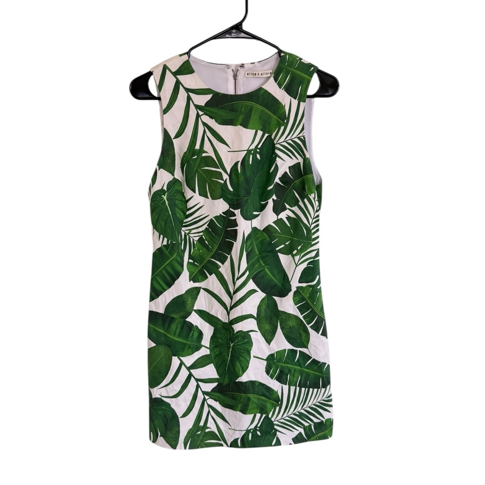 Alice + Olivia Coley Crew Tropical Leaves Dress - Picture 2 of 6